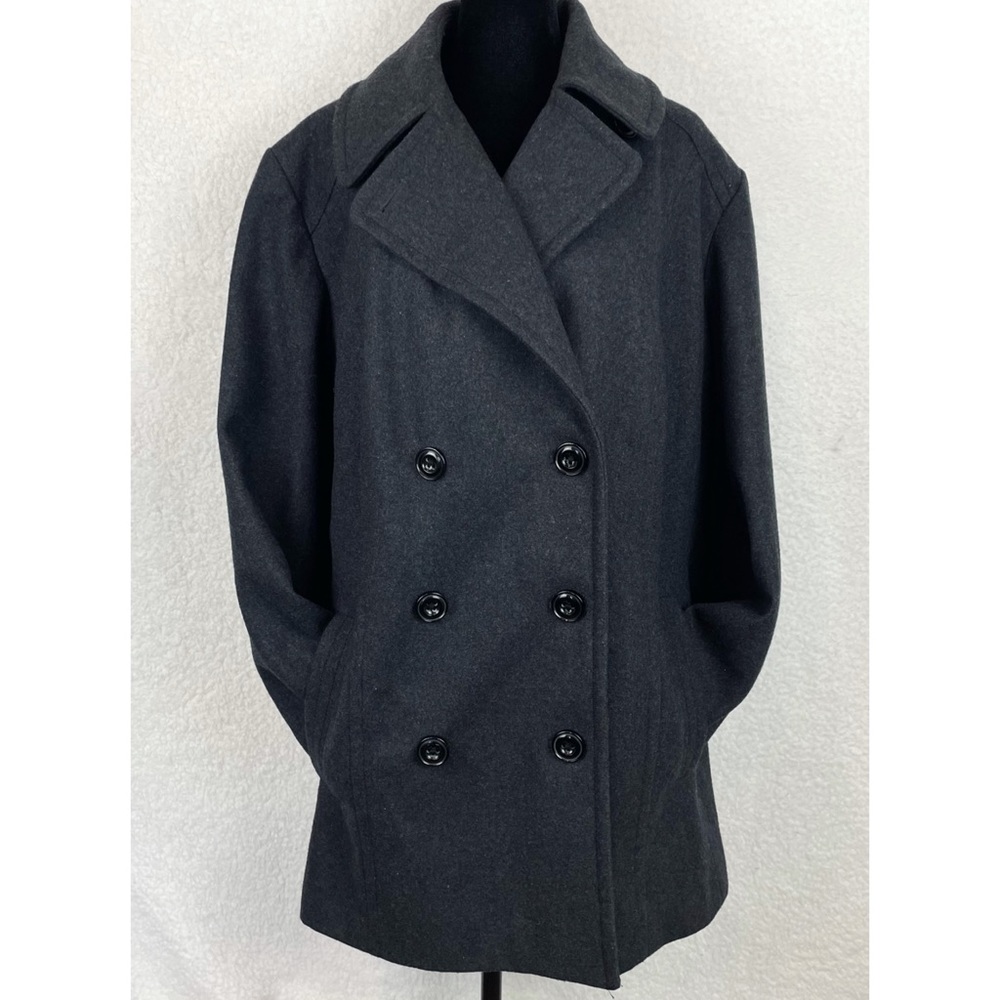 LONDON FOG • Charcoal Wool-Blend Double-Breasted Peacoat, 1X - Picture 10 of 16